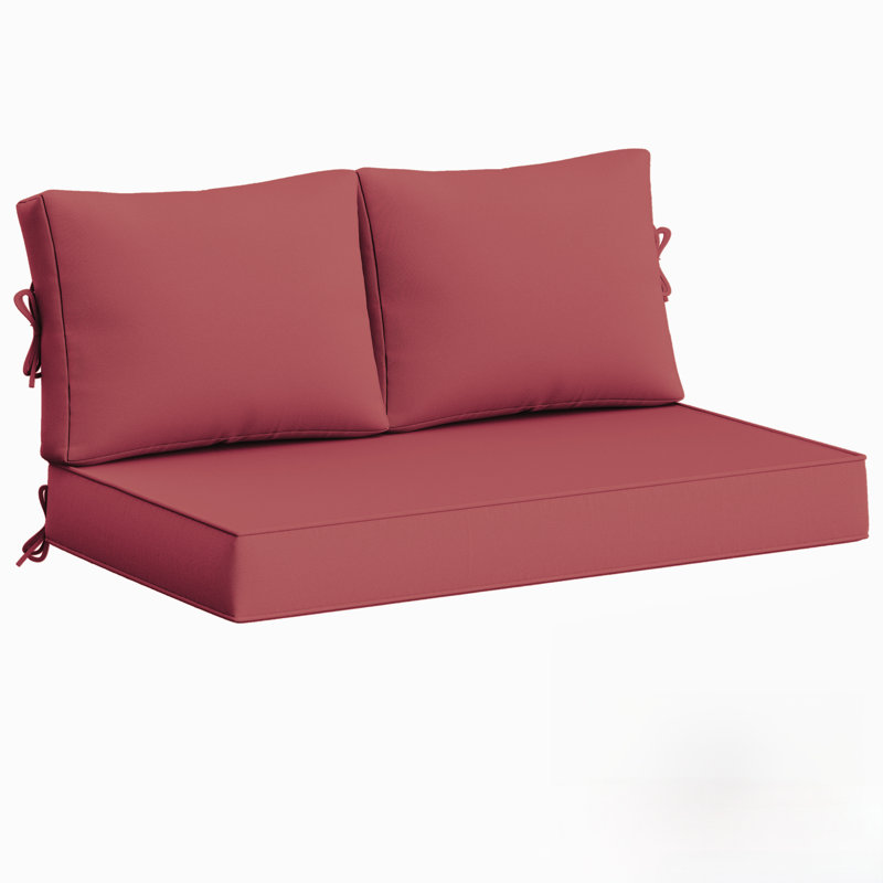 Wynee Outdoor 5'' Loveseat Cushions Bench Seat / Back Cushion, Only Cushions, Fuchsia Red