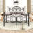 Queen Metal Platform Bed with Butterfly-style headboard and Footboard, Under-Bed Storage, Easy Assembly, Black-1325450357-1325450352