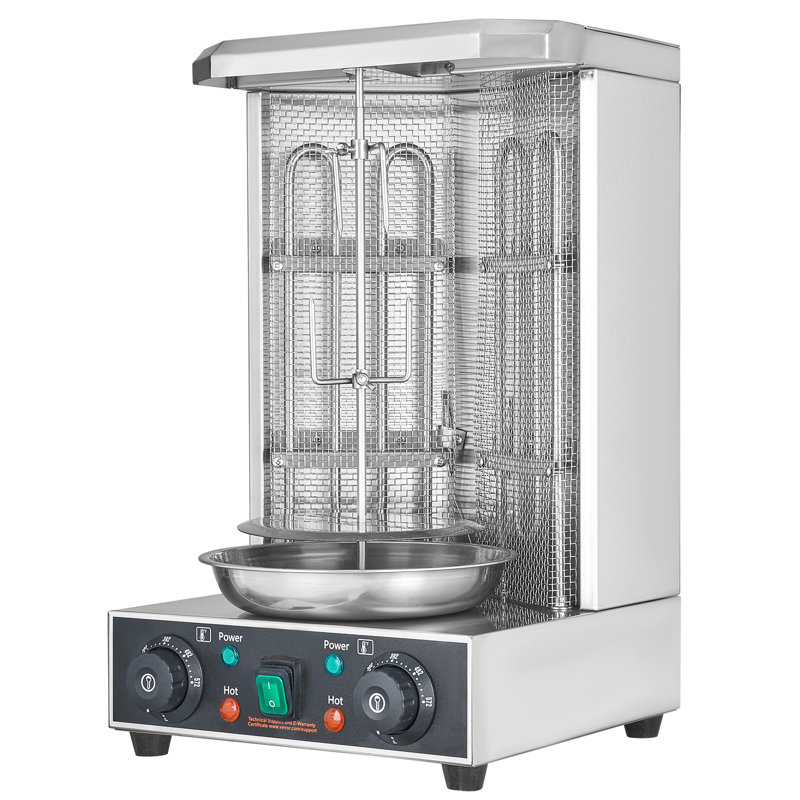 Machine à shawarma, capacité de 6 kg, cuiseur à shawarma de poulet avec 2 brûleurs, four électrique vertical de 50 °C à 300 °C, rôtissoire, gyro et machine à kebab pour usage domestique/commercial
