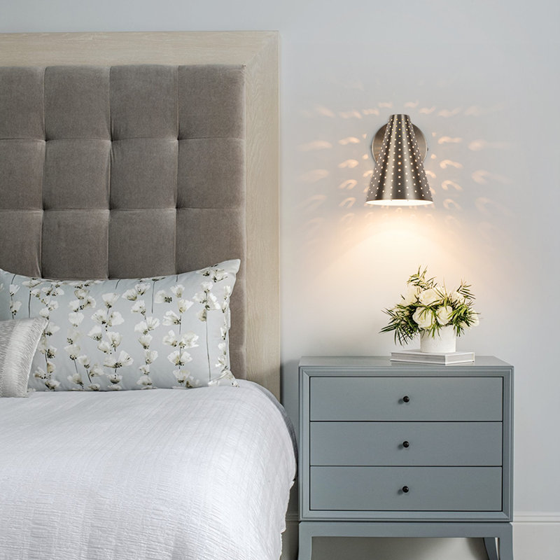 1 - Light Handmade Vintage Starry Cone Wall Sconce, Nickel