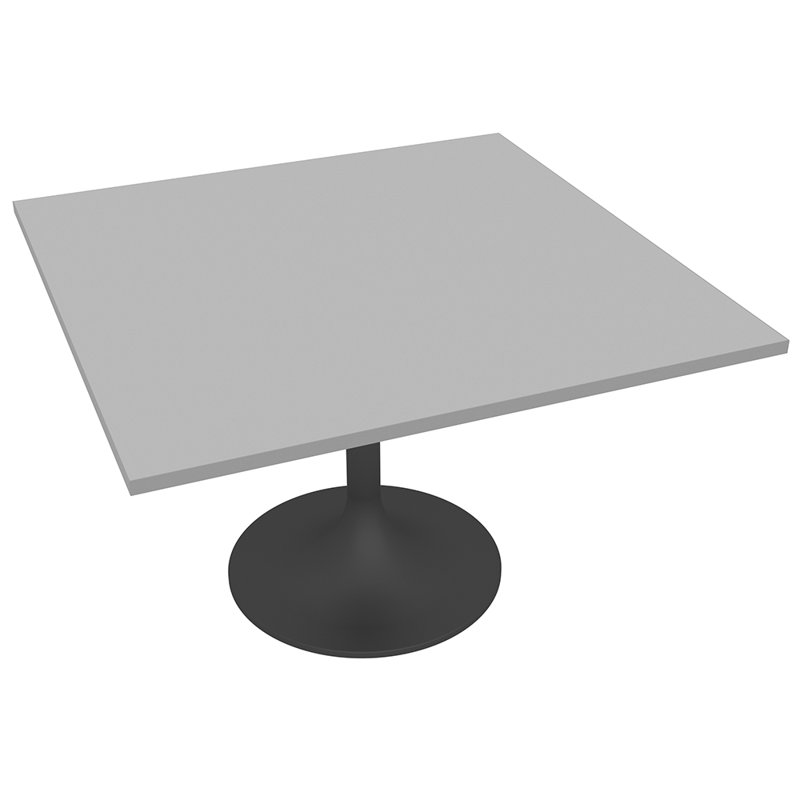 Table de conférence carrée avec base tulipe en métal, L 42 po x l 42 po, Brouillard gris