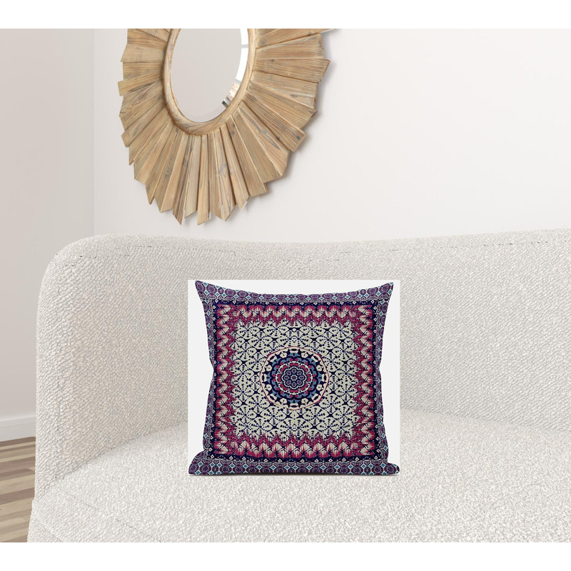  Throw Square Pillow Cover & Insert, Magenta/Indigo