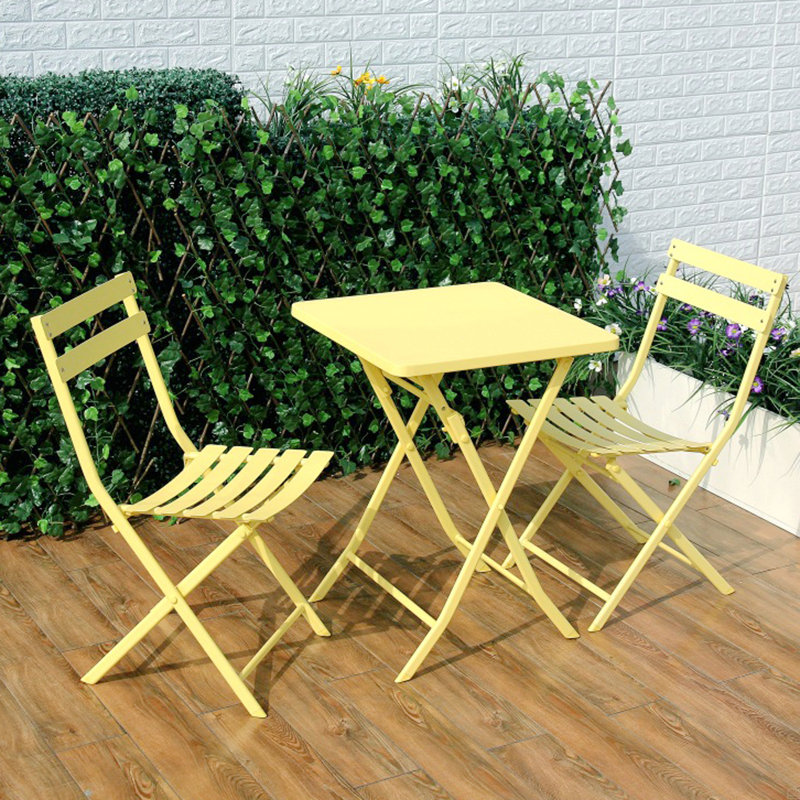 Ensemble bistro 3 pièces de table carrée pliable et chaises, Jaune