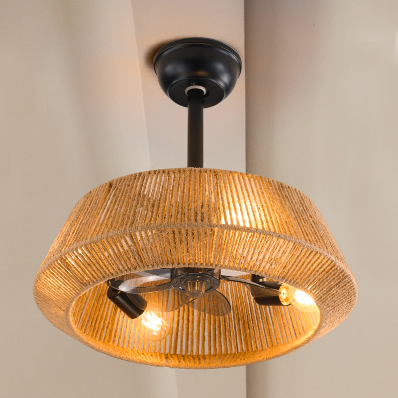 19'' Caged Ceiling Fan With 4 Lights Kit And Remote Control