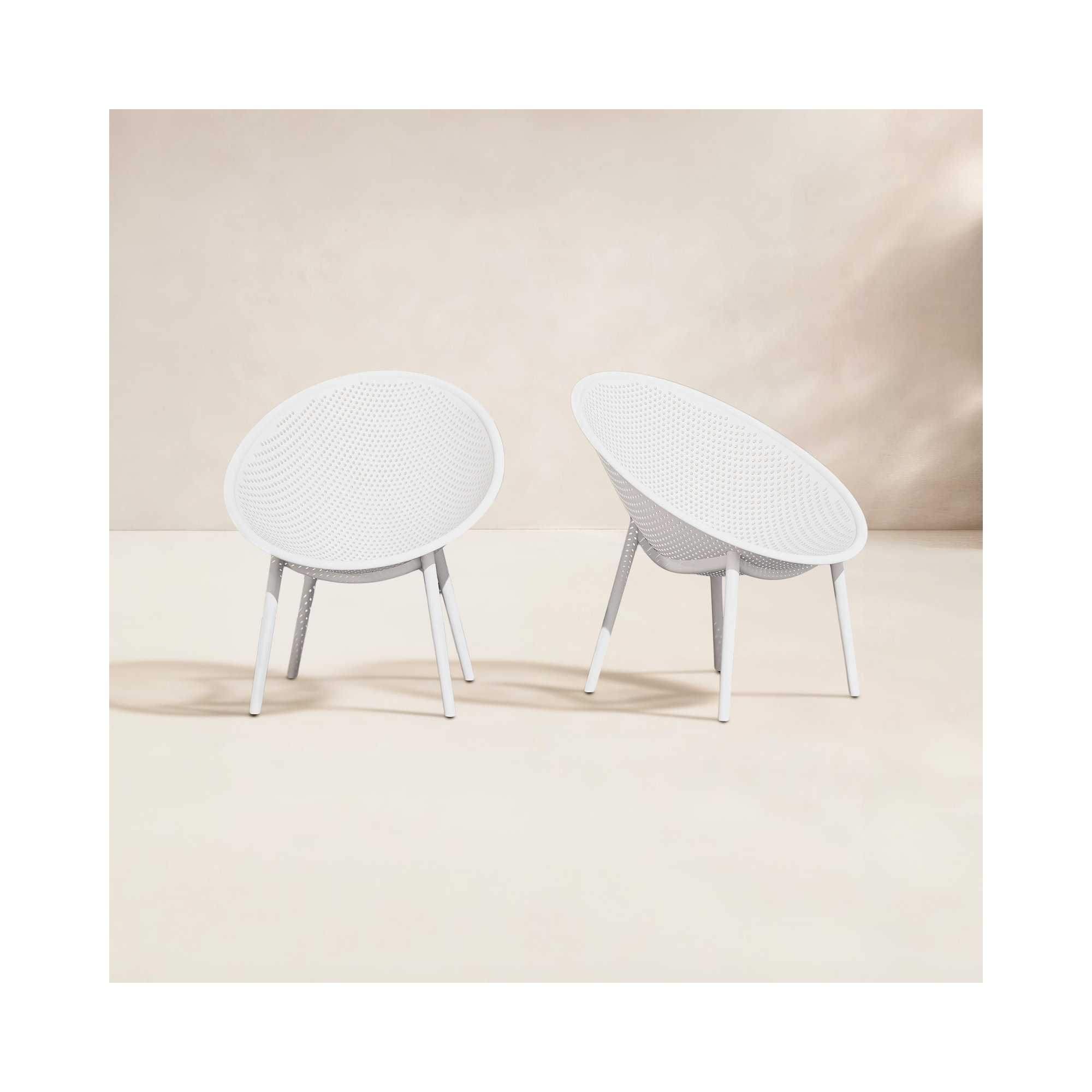Norna 2pk Outdoor Armless Lounge Chair, White