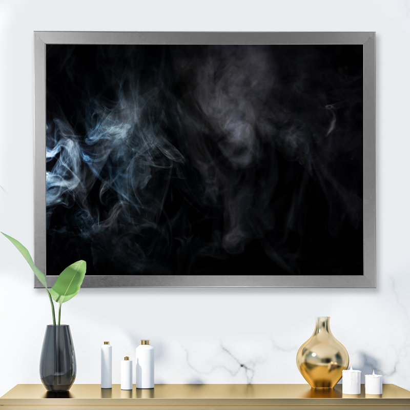 Tempête mystique grise et noire - œuvre d'art moderne sur toile, H 8 po x l 12 po x P 1 po, Cadre photo argenté