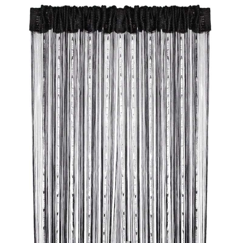 Panneau de rideau simple semi-diaphane avec passe-tringle Dharshini, Noir