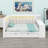 Multifunctional Daybed with Integrated Desk, Storage Shelves, and Expandable Trundle, Featuring Built-in Charging Station and LED Lighting-234523214