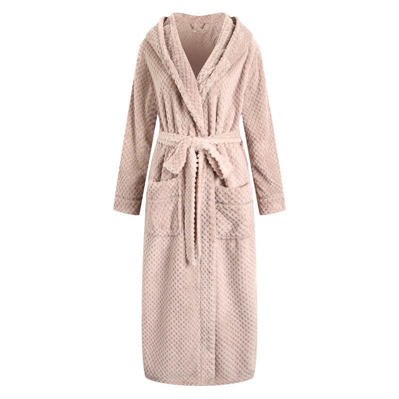 Manteau de bain en molleton à capuchon pour femme, S, Beige