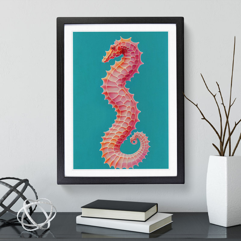 Profile of a Seahorse No.1 1 Piece Single Picture Frame Wall Art, 34cm H x 25cm W x 2cm D, Black Framed