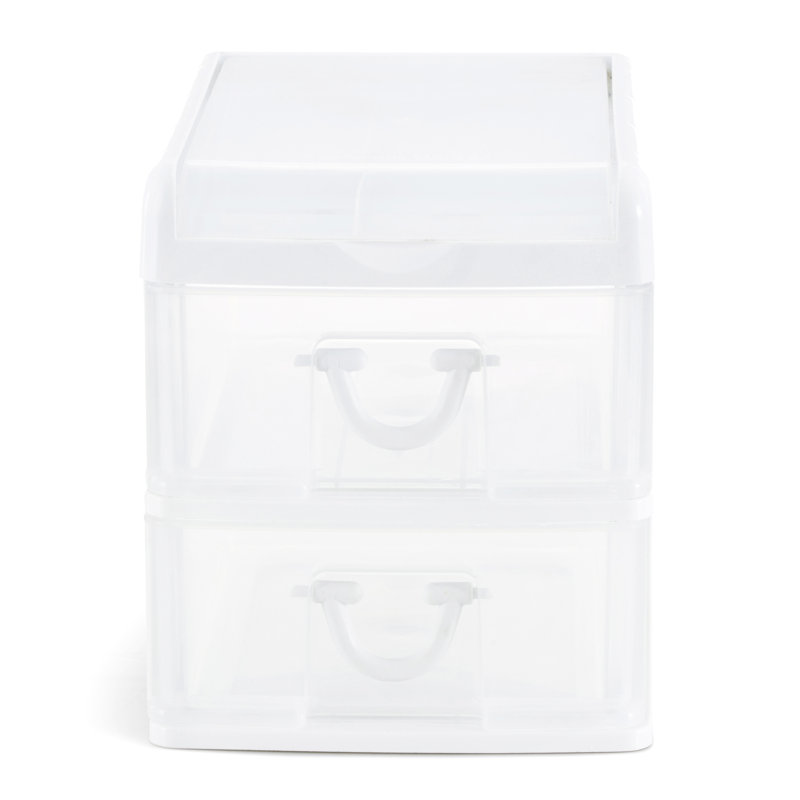 Mini-organisateur de bureau à 2 tiroirs avec plateau rabattable Grace Living, blanc
