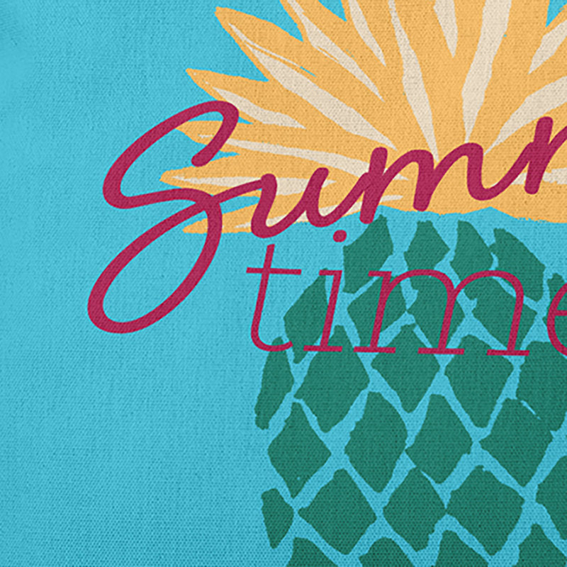 Summer Time Pineapple Polyester Decorative Pillow Square, Turquoise, 16" x 16"