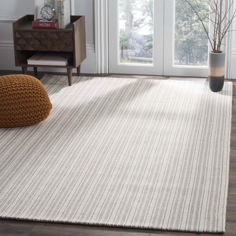 Cherif Wilton Hand Hooked Viscose/Wool Abstract Rug in Gray, Rectangle 8' x 10'