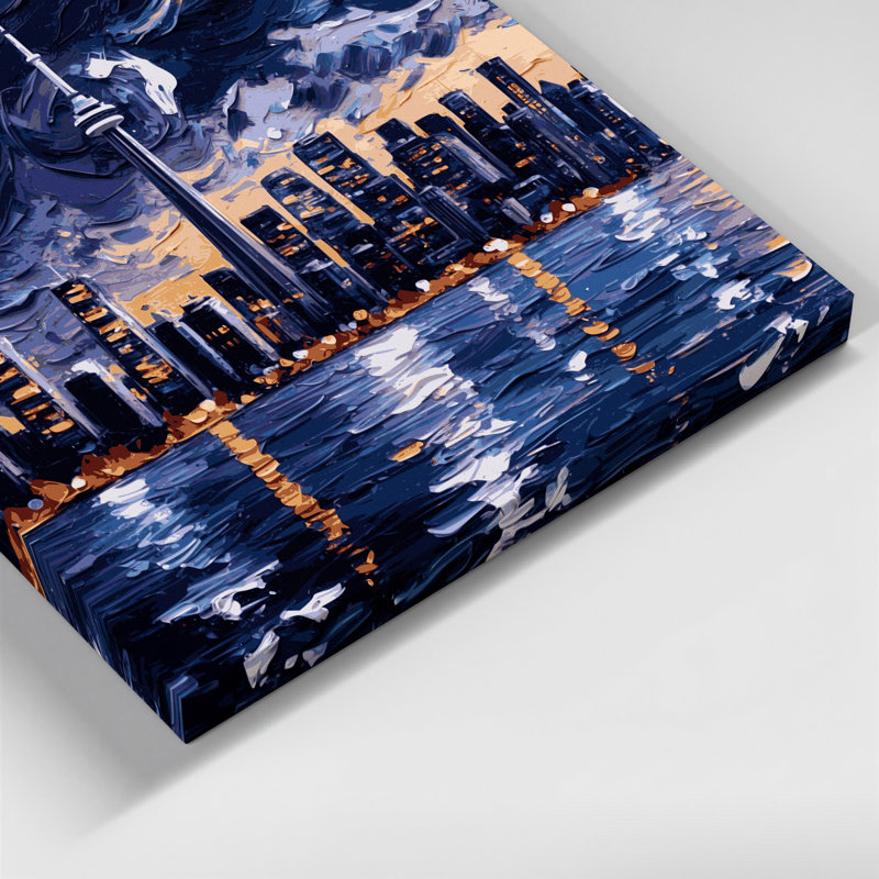 Art urbain sur toile gris avec villes Toronto, Ontario, H 16 po x l 20 po