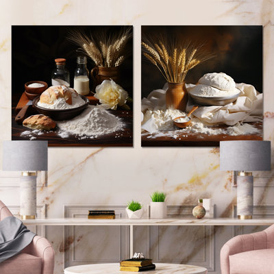 Baroque French Backery Flour Wheat Flour IV - Baking/Baked Goods Metal Art Print Square Set Of 2