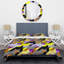 Multicolore patchwork géométrique - ensemble de housse de couette abstrait - microfibre de polyester-1388930256