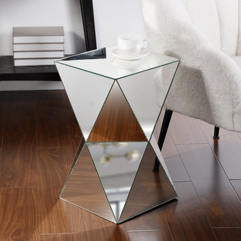 Hanchett Mirrored Glass Top End Table