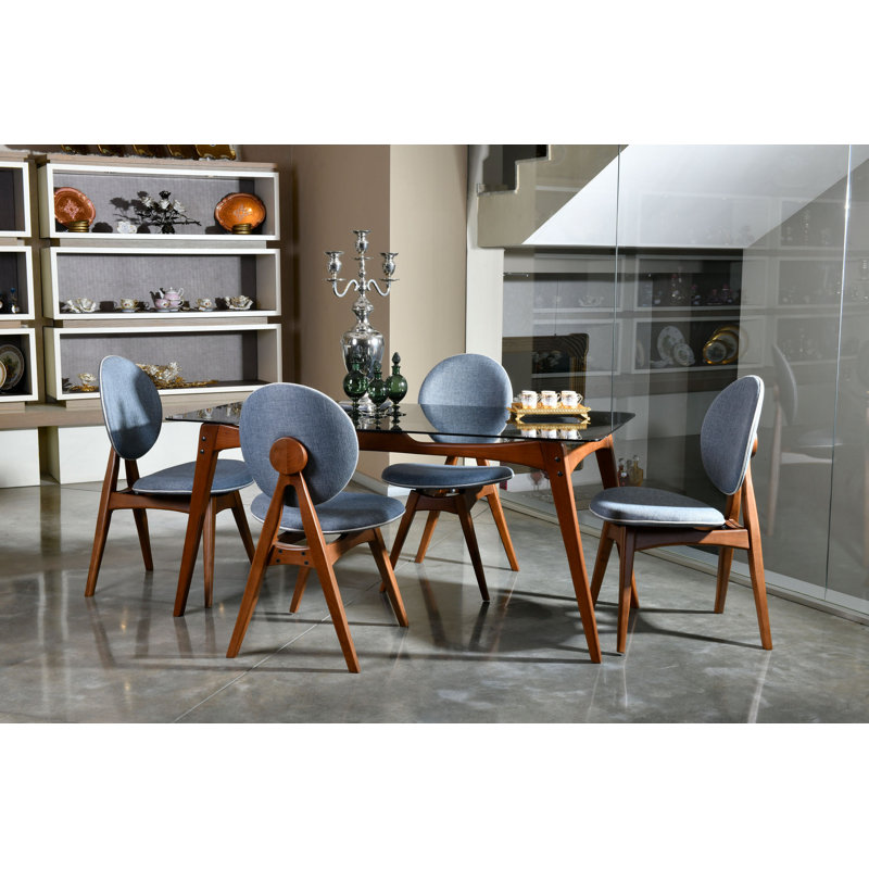 Ensemble repas pour 4 personnes Knobel, Bleu / noyer