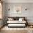 Daybed with Trundle, Sturdy Metal Twin Bed Frame with Upholstered Headboard