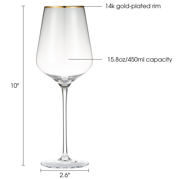 6 (8 oz) Gold Shimmer Karat Rim Wine Glass Set, Size: One Size