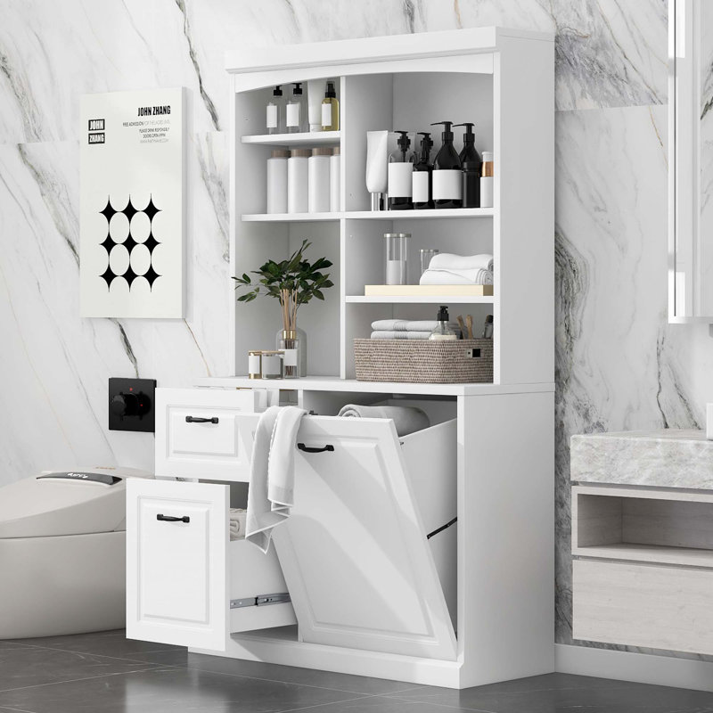 Bathroom Storage Cabinet With Tilt-Out Hamper