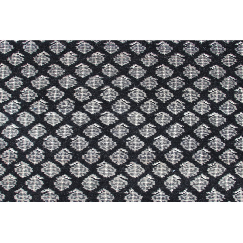 Hand-Knotted High-Quality Black Area Rug, Runner 2'7" x 13'11"