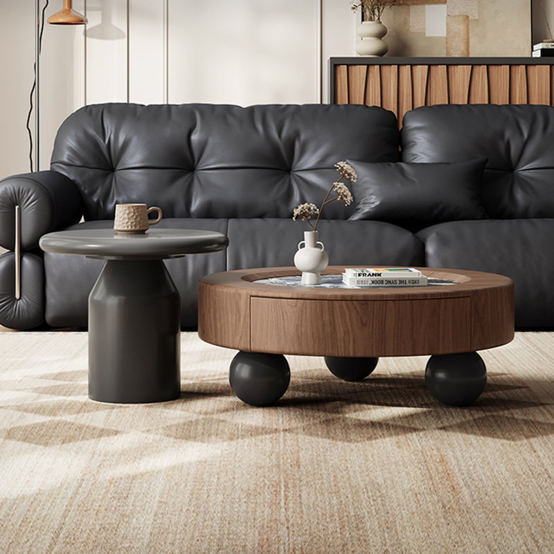 Italian Round Marble Coffee Table Combo