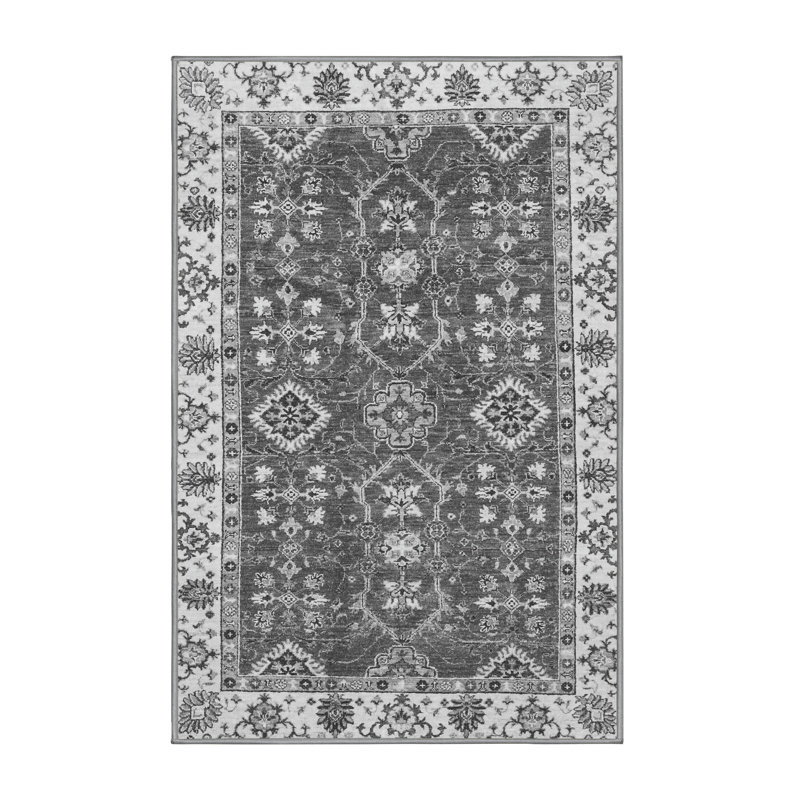 Tapis gris tissé à la machine, Rectangle 7 pi x 9 pi