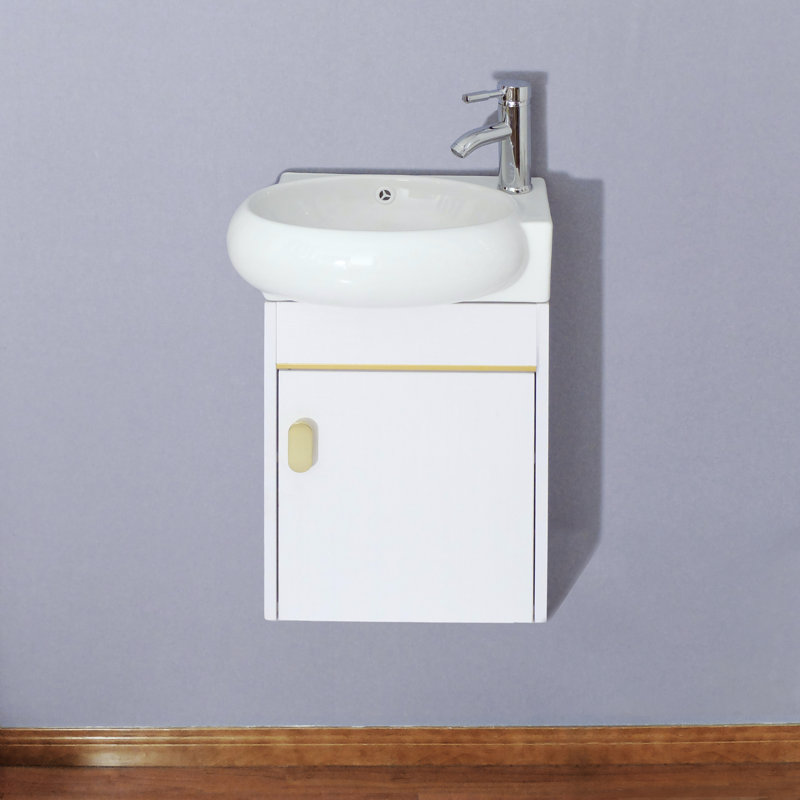 Ensemble de meuble-lavabo mural simple 17 po Mikaelah, Blanc