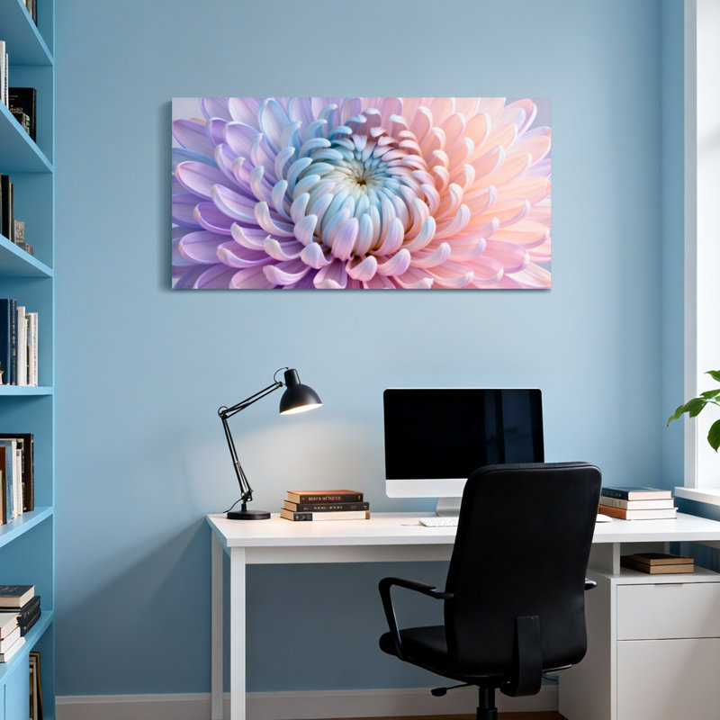 Plantes et fleurs, impression de fleur de chrysanthème coloré, H 24 po x l 48 po