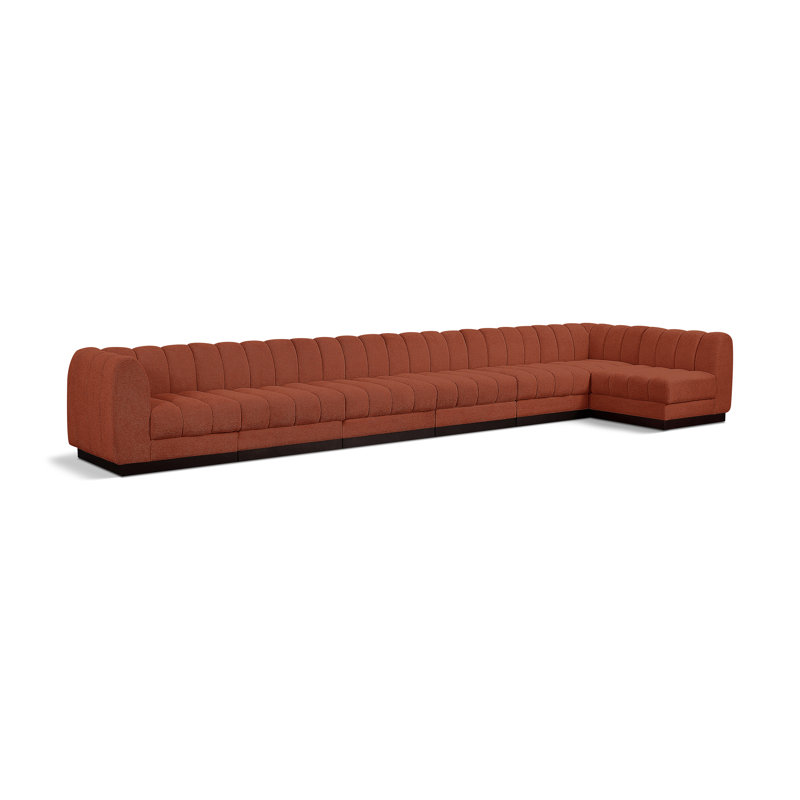 Canapé modulaire rembourré 7 pièces Quinn, Tissu cognac chenille