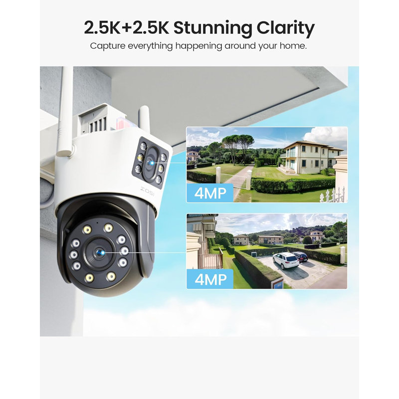 C298 4MP Dual-Lens Plug-in WiFi 360° PTZ Telephoto Outdoor Security Camera, 2-Way Talk