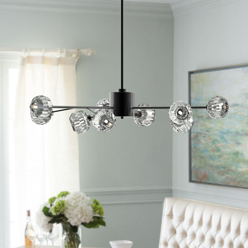 Jaelon 9 - Light Dimmable Modern Linear Chandelier, Black