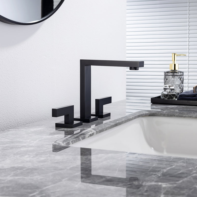 Robinet de salle de bain carré avec drain, Noir mat