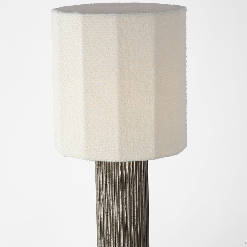 Anne-Marie Barton Fumar Table Lamp with Bouclé Shade, Gray, 29" H x 13.5" W x 13.5" D