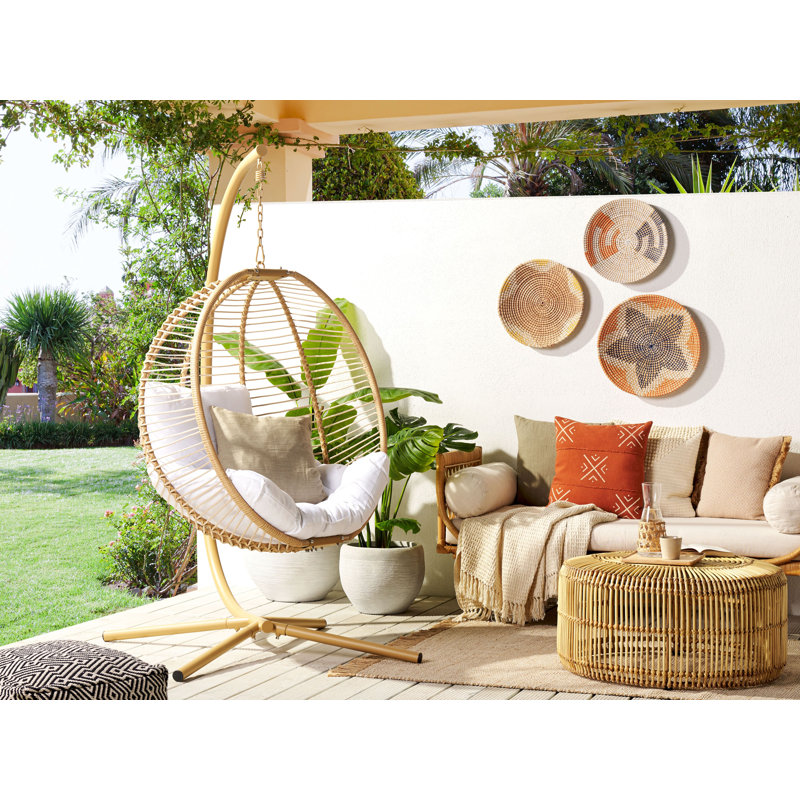 Laytonville Egg Chair with Stand, Beige, White