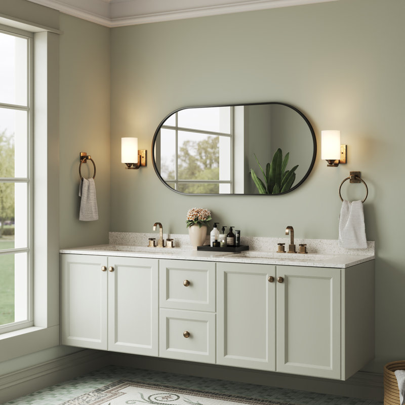 Miroir d'appoint mural ovale avec verre trempé, 20"x40"