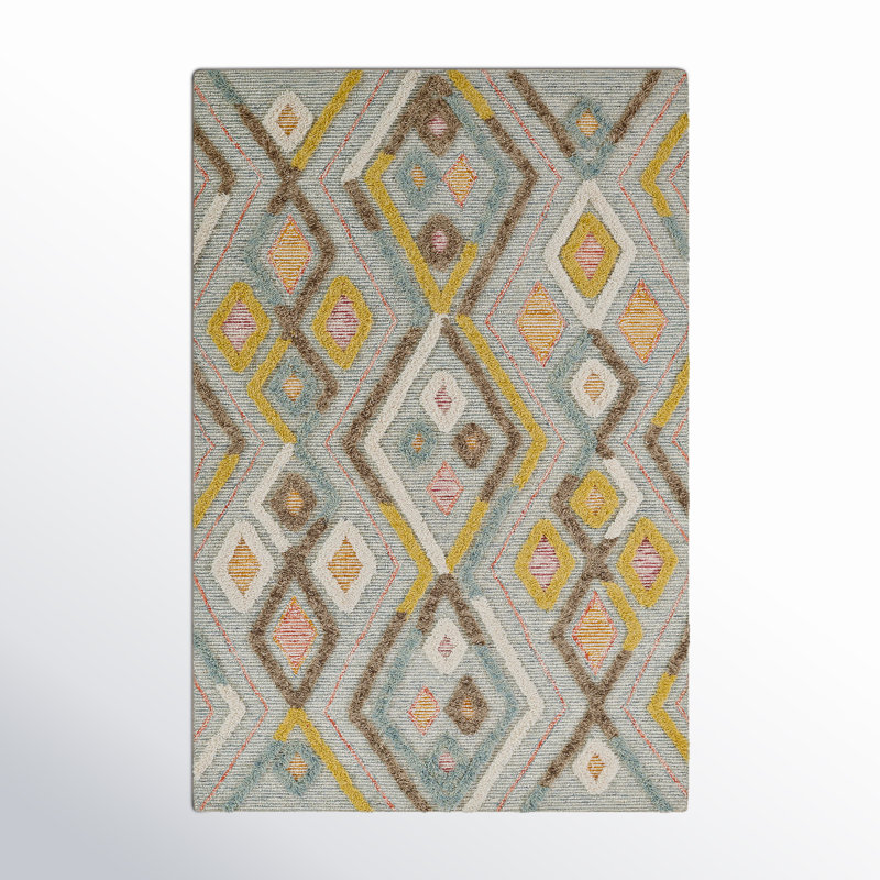 Chopin Select Allegro Handmade Shag Wool Gray/Yellow/Brown Area Rug, Rectangle 4' x 6'
