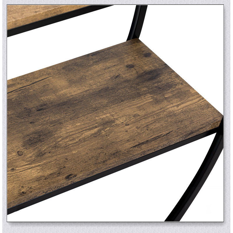Rustic Industrial Design Demilune Shape Textured Metal Distressed Wood Console Table
