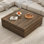 Table basse moderne carrée 47 po avec 2 tiroirs, grande table centrale carrée, table basse en bois pour le salon