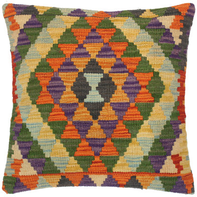 Hand-Woven Square Wool Pillow Cover & Insert