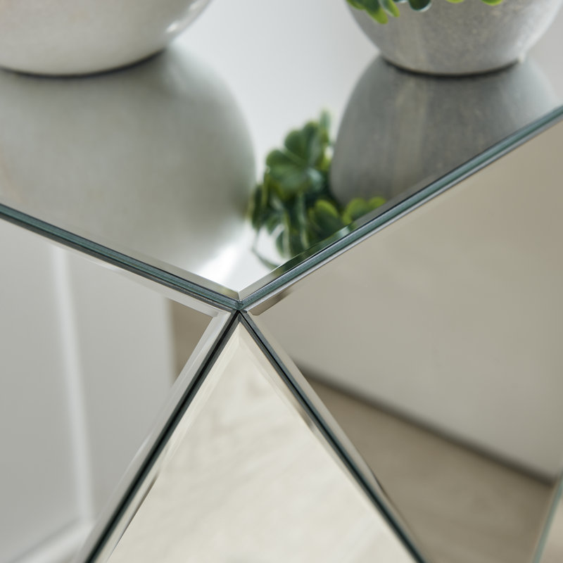 Emerson Mirrored Bedside Side Table Geometric Design