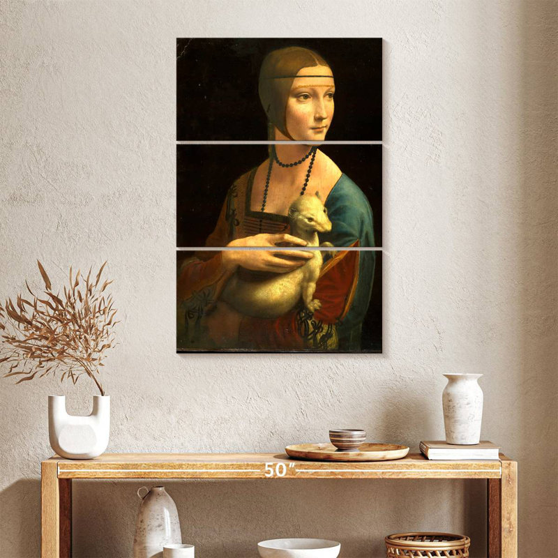 Leisha avec un portrait d'hermine, H 38 po x l 24 po