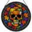 Panneau de vitrail 12 "H Skull Pumpkins