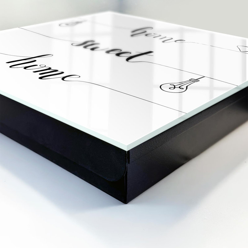 Key box for home, Opens to the left, 30x30x5, White, Monochrome design with the text 'home sweet home', 