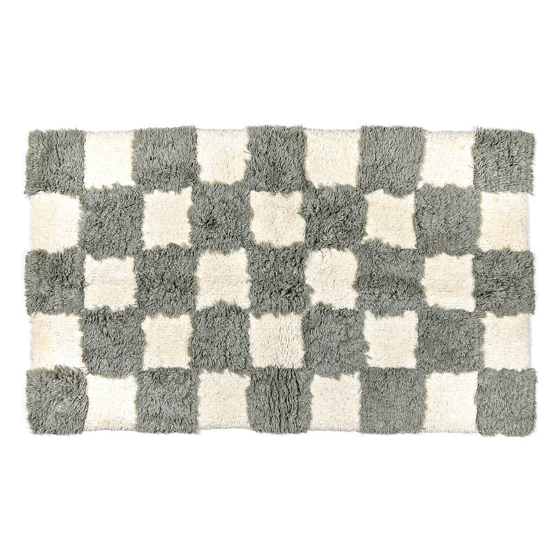 Checkerboard Bath Rug, Gray