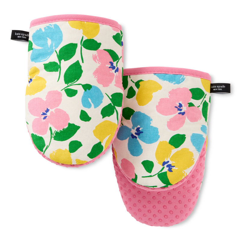 Kate Spade New York Painterly Bouquet 5.5"x 8" Mini Oven Mitt, Pink/Green/Blue