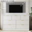Commode blanche cannelée pour chambre à coucher avec 7 tiroirs, 55 "de large commode moderne avec poignée en métal-1545124744
