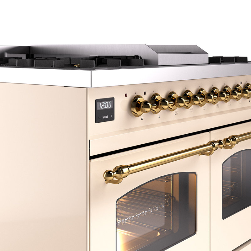 ILVE Nostalgie II 40 in Dual Fuel Range, Natural Gas, Antique White/Bronze
