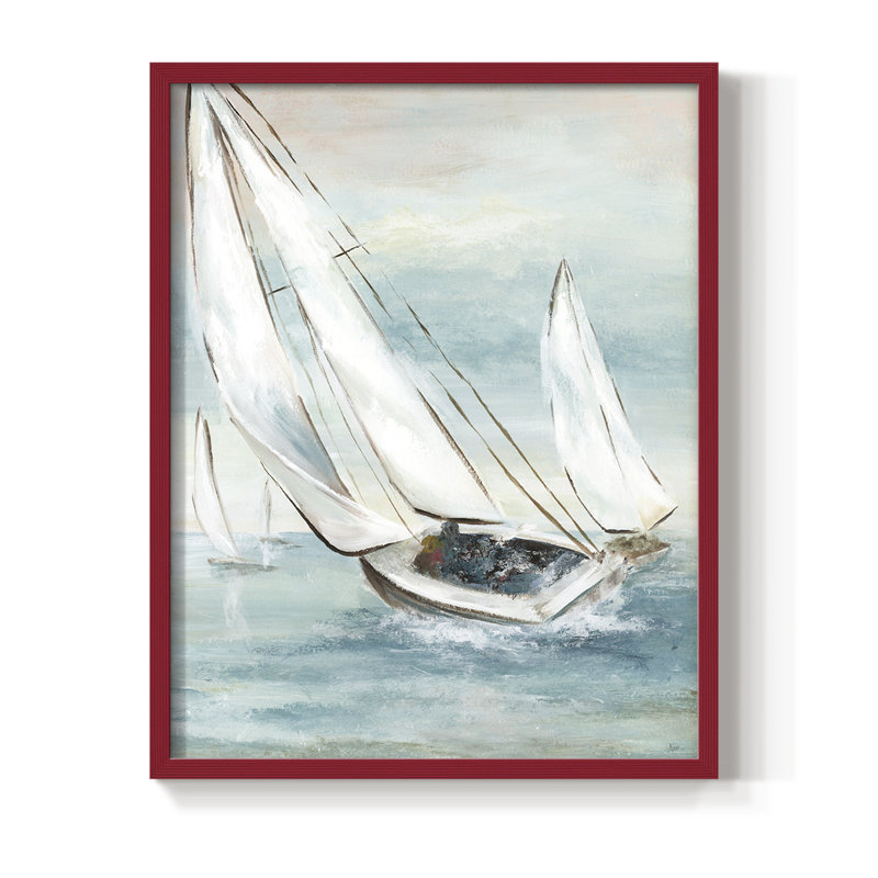 «Catching Wind», reproduction encadrée - bois massif, Cadre simple rouge, H 10 po x l 8 po